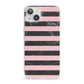 Marble Black Pink Striped iPhone 13 Clear Bumper Case