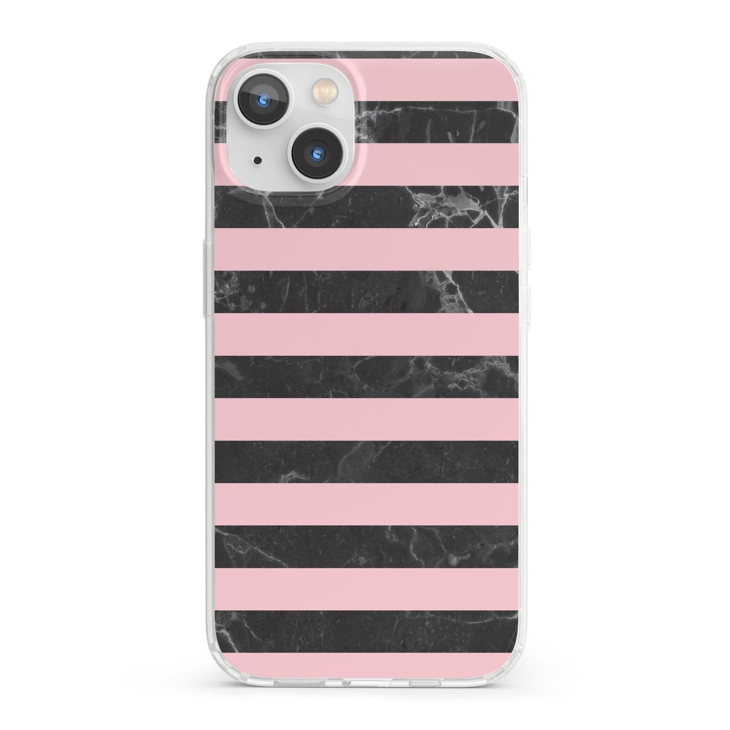 Marble Black Pink Striped iPhone 13 Clear Bumper Case
