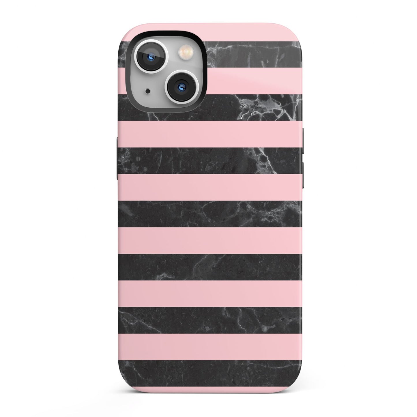 Marble Black Pink Striped iPhone 13 Full Wrap 3D Tough Case