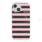 Marble Black Pink Striped iPhone 13 Mini Clear Bumper Case