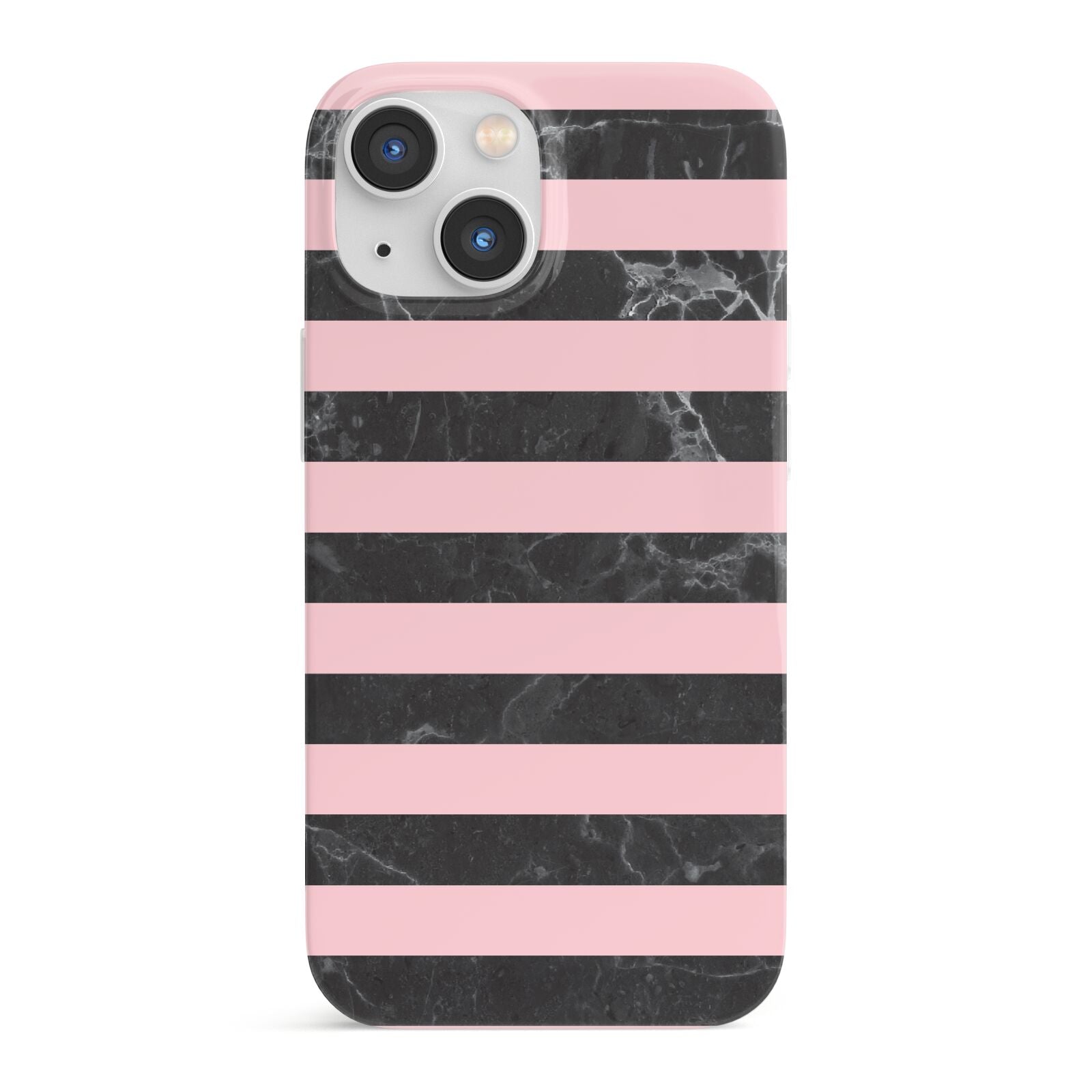Marble Black Pink Striped iPhone 13 Mini Full Wrap 3D Snap Case