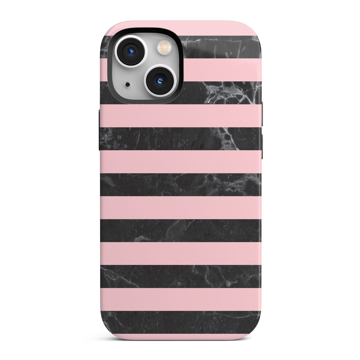 Marble Black Pink Striped iPhone 13 Mini Full Wrap 3D Tough Case