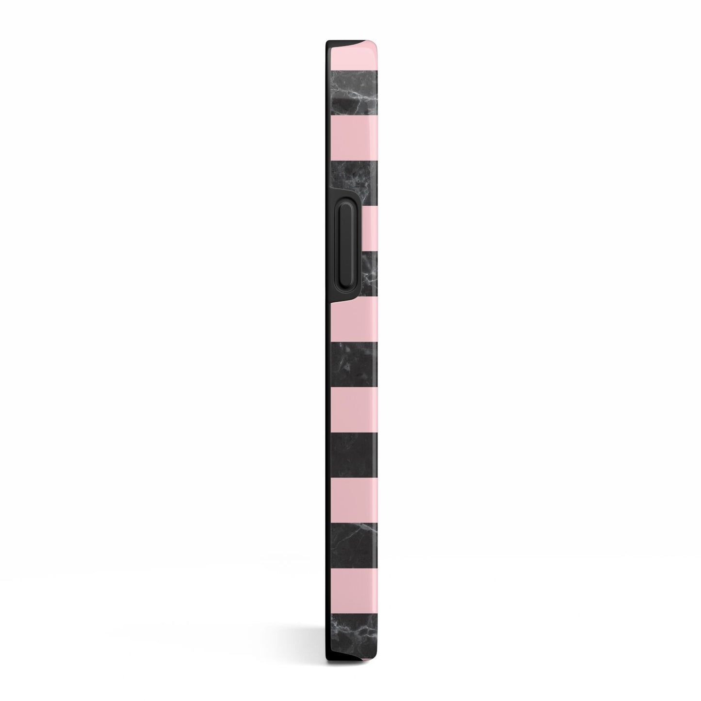 Marble Black Pink Striped iPhone 13 Mini Side Image 3D Tough Case