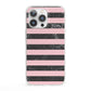 Marble Black Pink Striped iPhone 13 Pro Clear Bumper Case