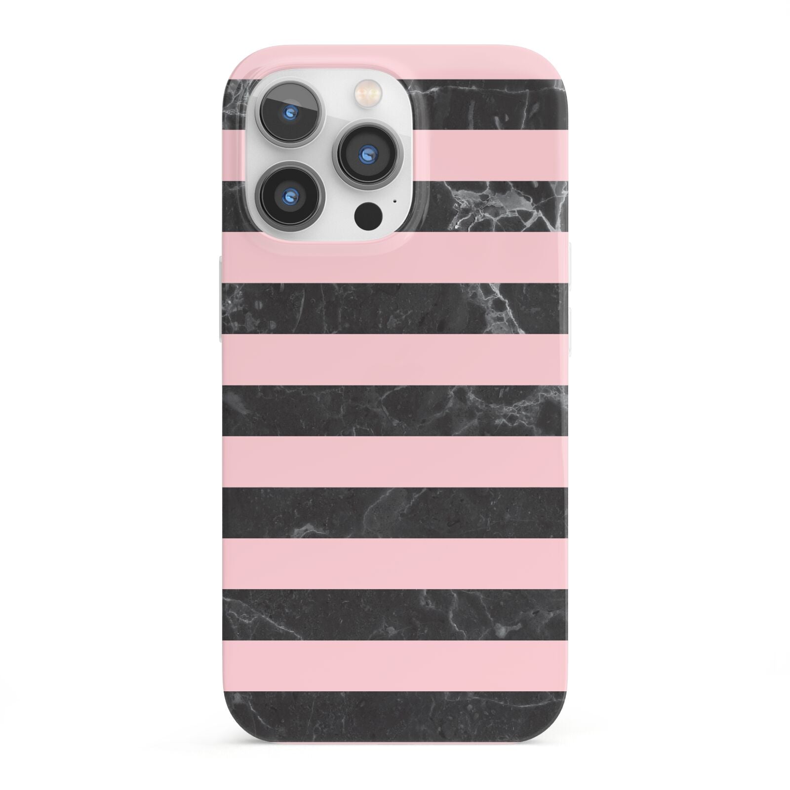 Marble Black Pink Striped iPhone 13 Pro Full Wrap 3D Snap Case