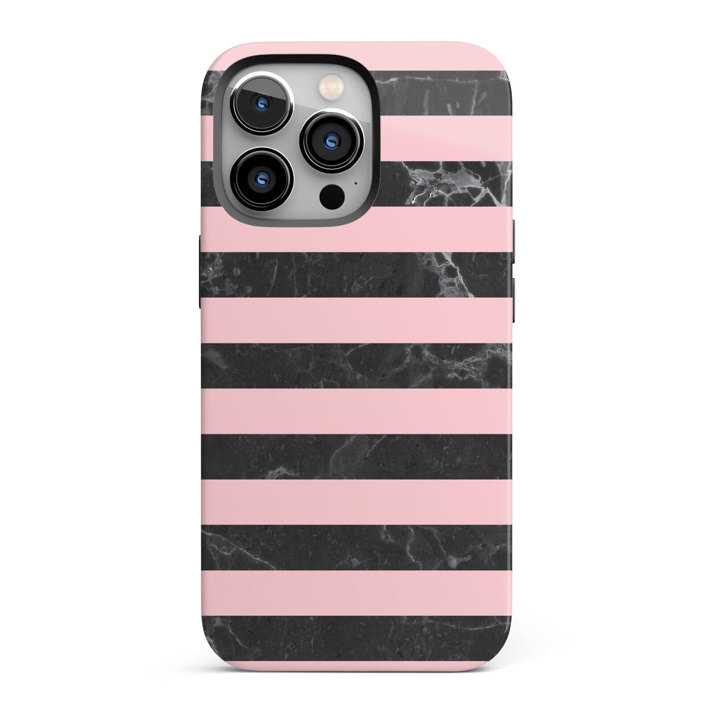 Marble Black Pink Striped iPhone 13 Pro Full Wrap 3D Tough Case