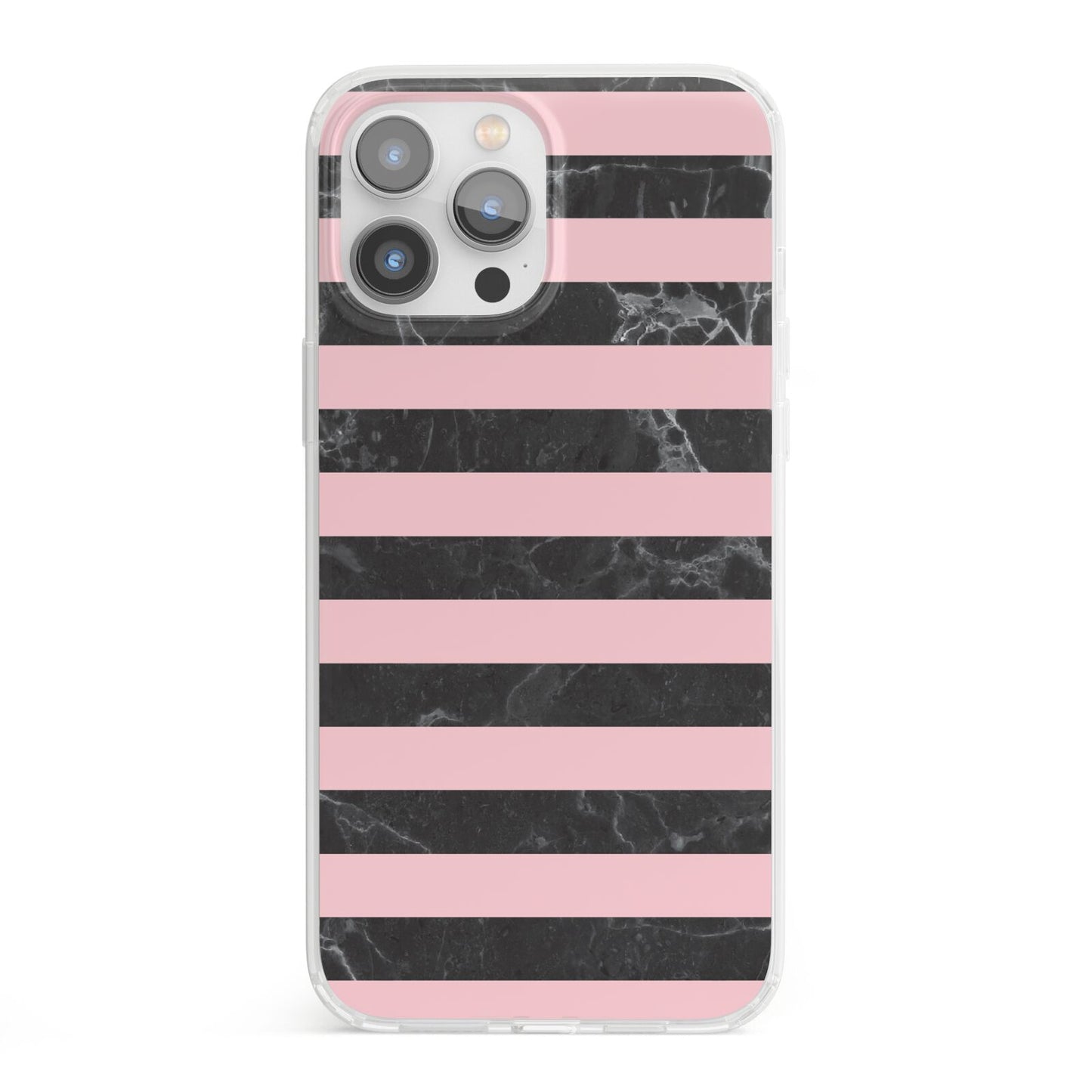 Marble Black Pink Striped iPhone 13 Pro Max Clear Bumper Case