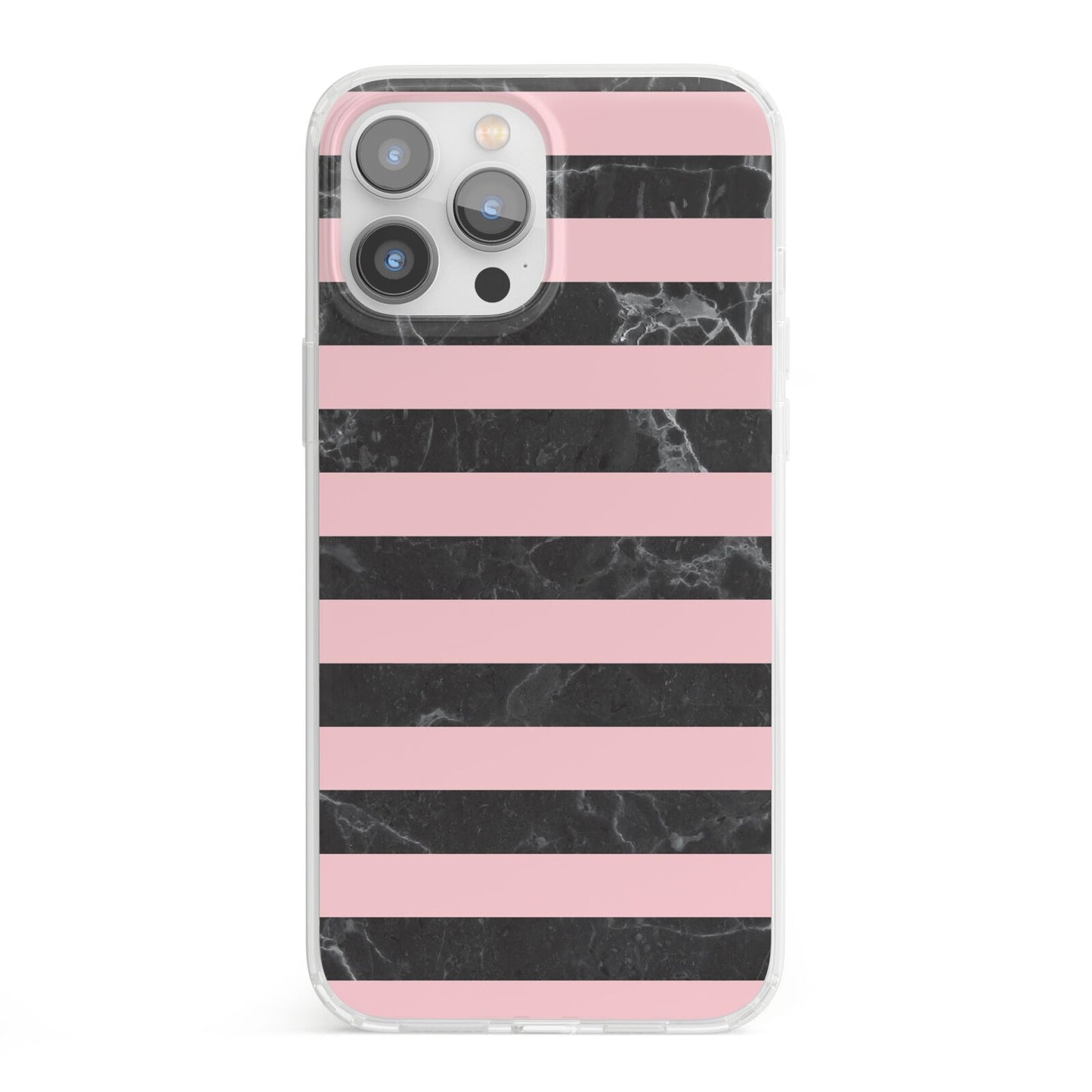 Marble Black Pink Striped iPhone 13 Pro Max Clear Bumper Case