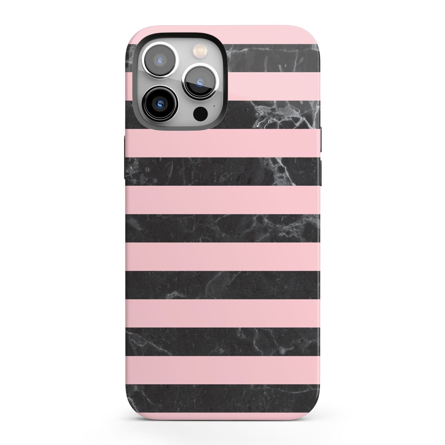 Marble Black Pink Striped iPhone 13 Pro Max Full Wrap 3D Tough Case
