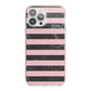 Marble Black Pink Striped iPhone 13 Pro Max TPU Impact Case with Pink Edges