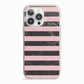Marble Black Pink Striped iPhone 13 Pro TPU Impact Case with Pink Edges