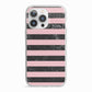 Marble Black Pink Striped iPhone 13 Pro TPU Impact Case with White Edges