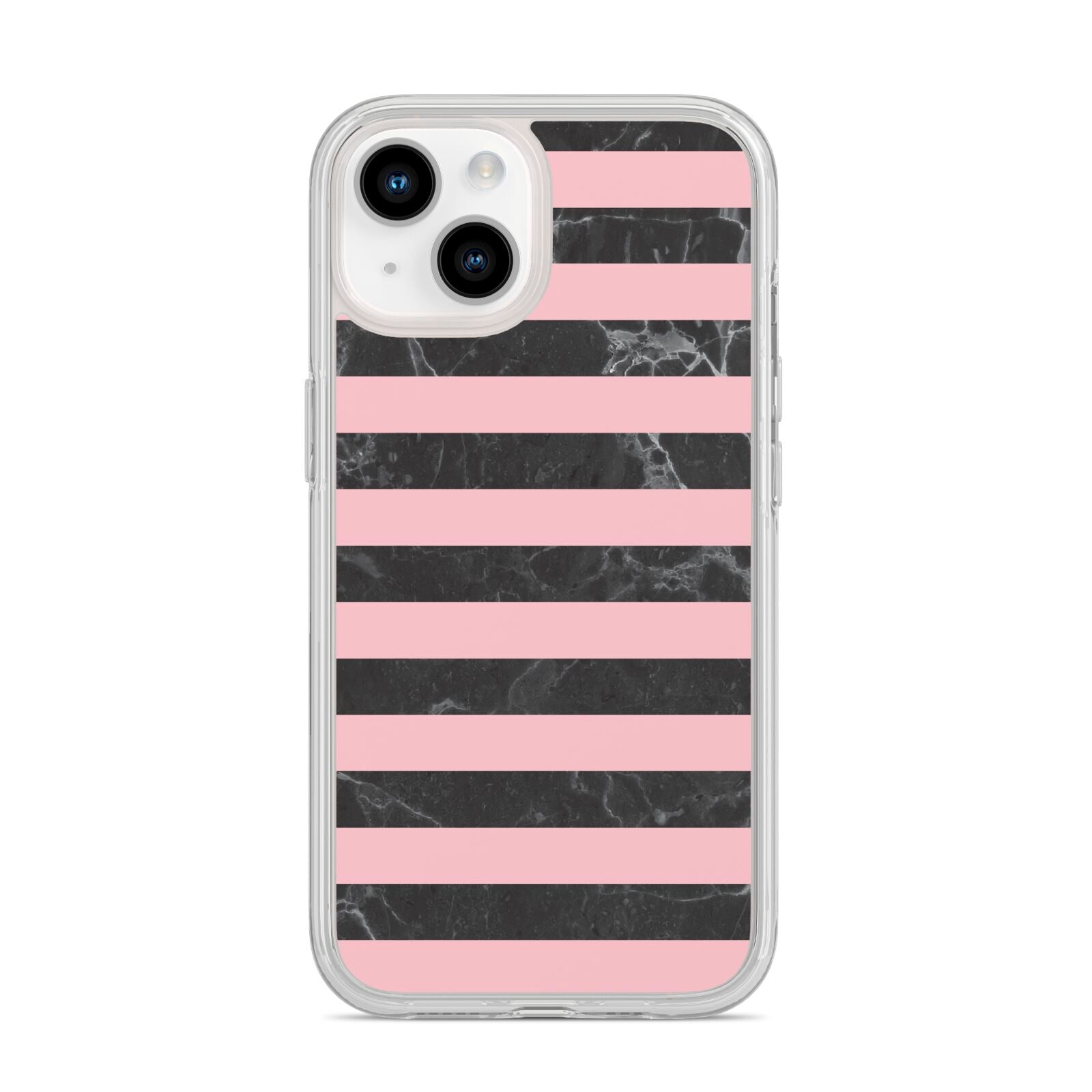 Marble Black Pink Striped iPhone 14 Clear Tough Case Starlight