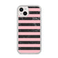 Marble Black Pink Striped iPhone 14 Plus Clear Tough Case Starlight