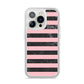 Marble Black Pink Striped iPhone 14 Pro Clear Tough Case Silver