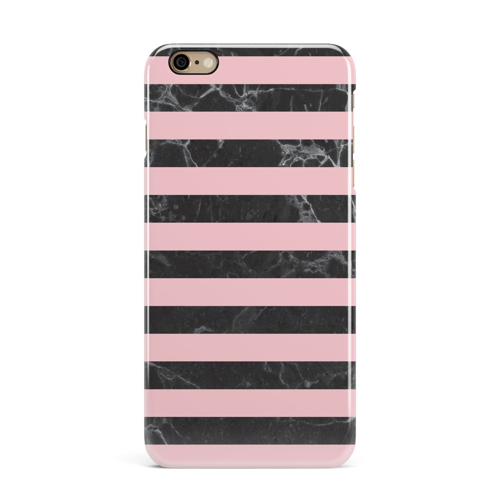 Marble Black Pink Striped iPhone 6 Plus 3D Snap Case on Gold Phone