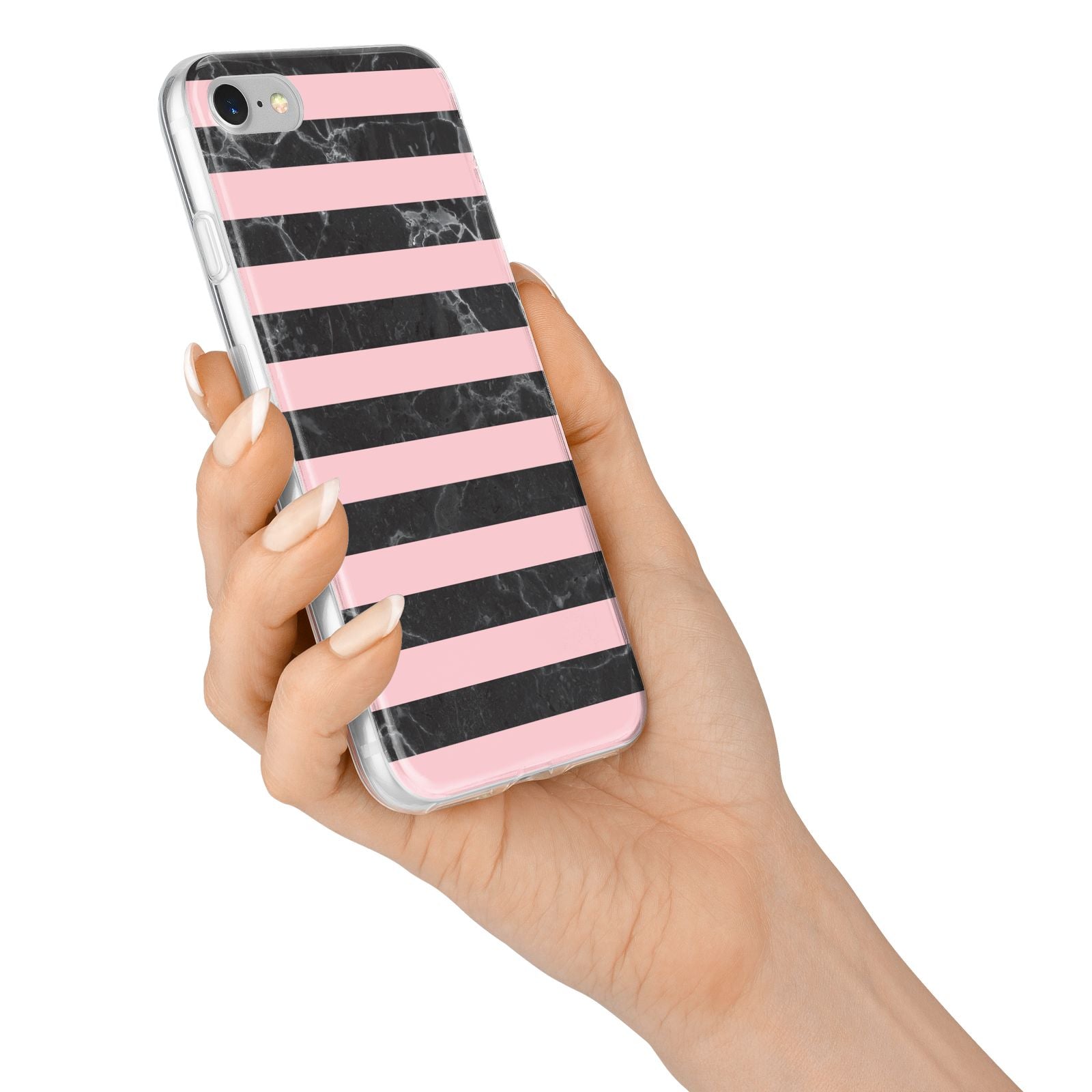 Marble Black Pink Striped iPhone 7 Bumper Case on Silver iPhone Alternative Image
