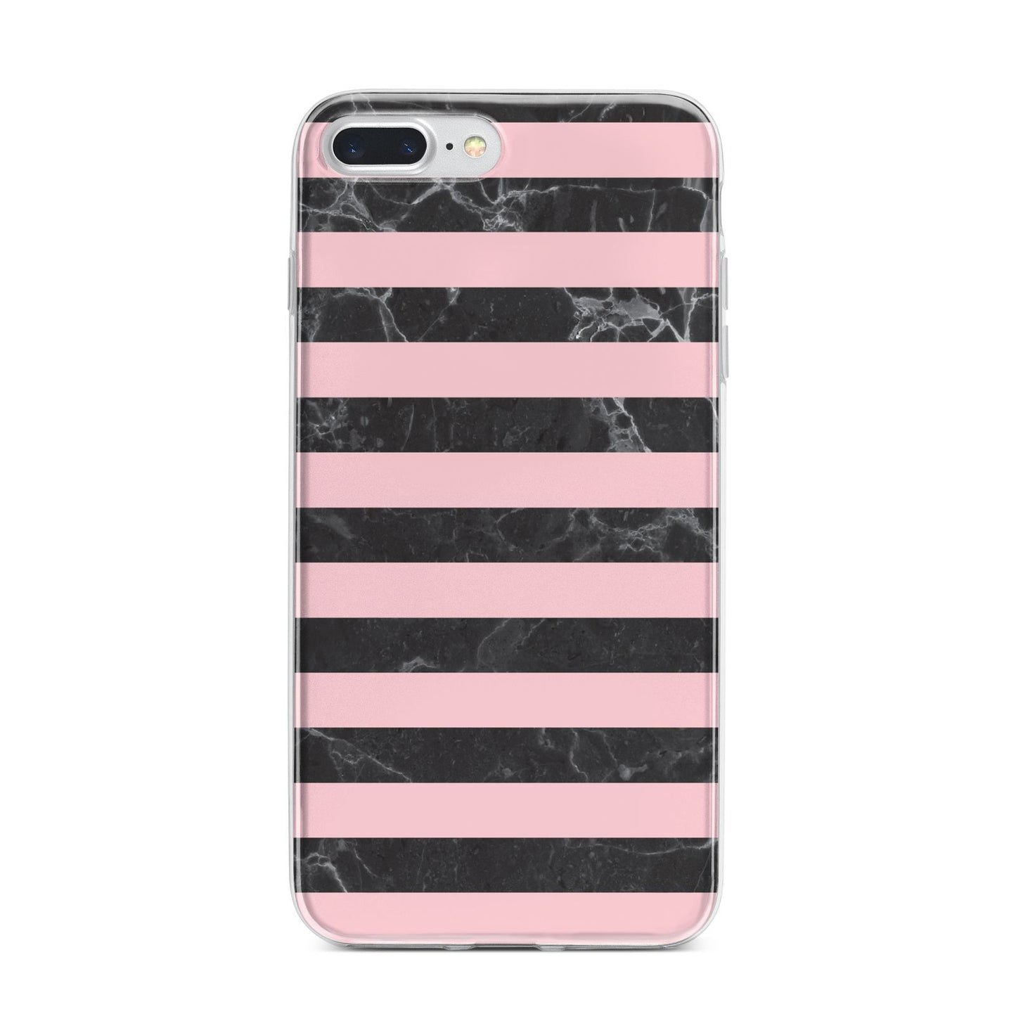 Marble Black Pink Striped iPhone 7 Plus Bumper Case on Silver iPhone