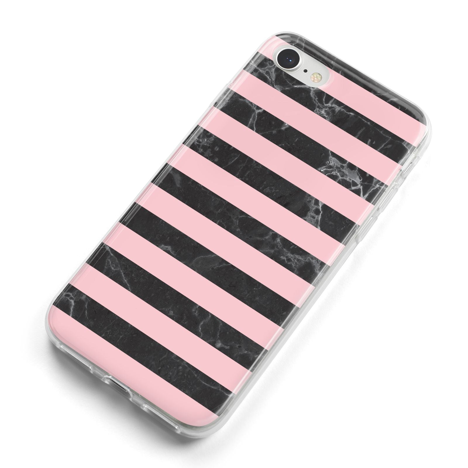 Marble Black Pink Striped iPhone 8 Bumper Case on Silver iPhone Alternative Image