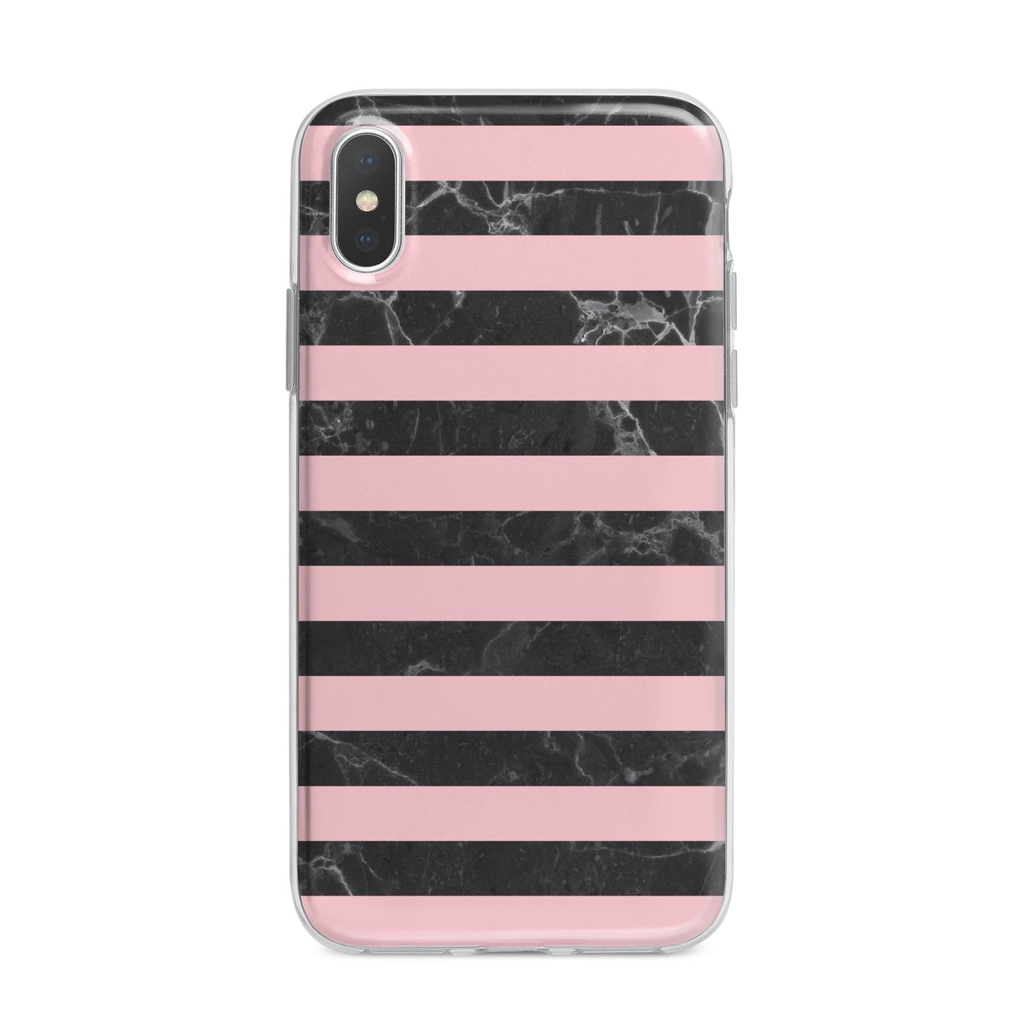 Marble Black Pink Striped iPhone X Bumper Case on Silver iPhone Alternative Image 1