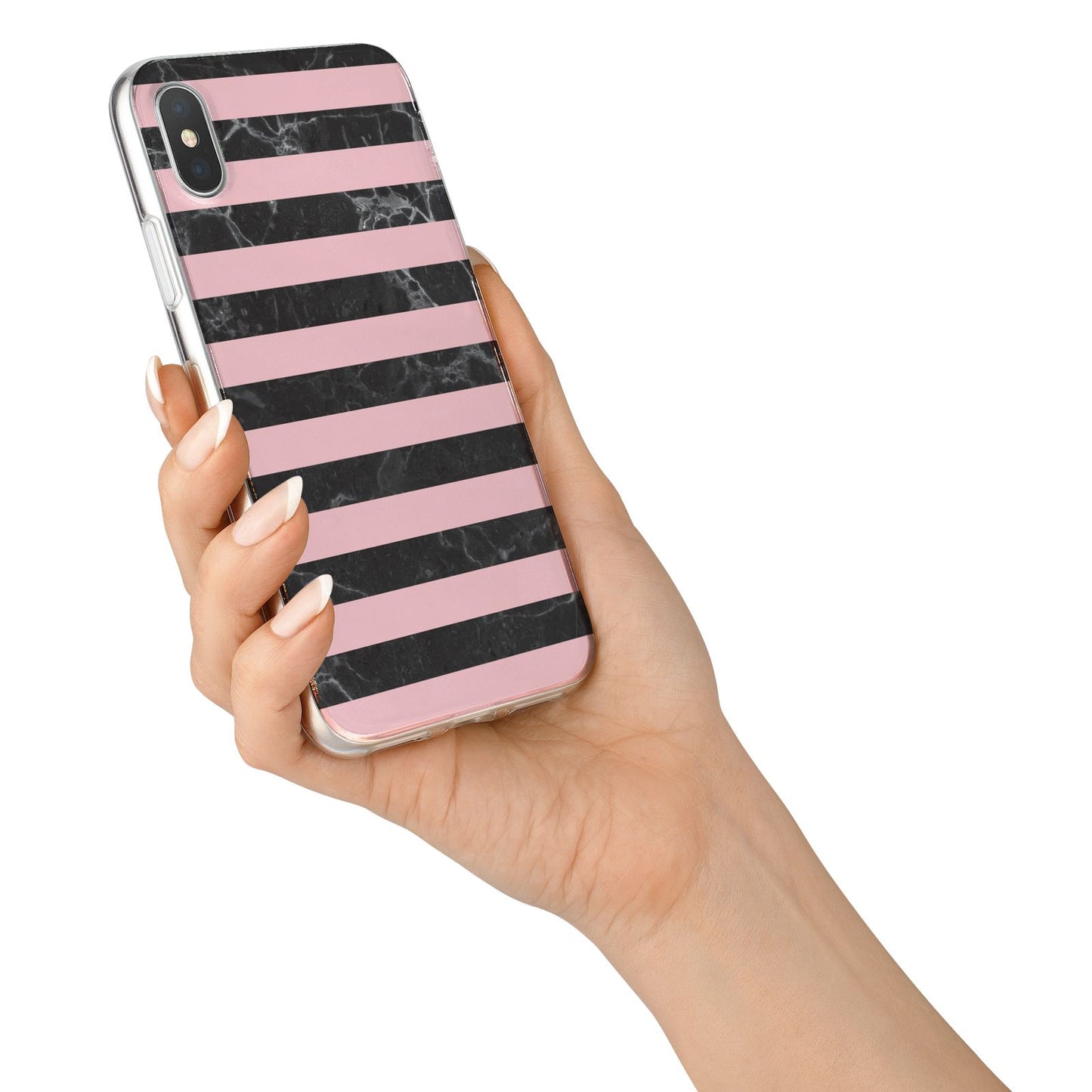 Marble Black Pink Striped iPhone X Bumper Case on Silver iPhone Alternative Image 2