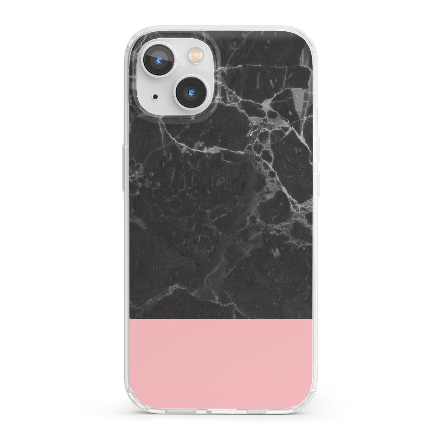 Marble Black Pink iPhone 13 Clear Bumper Case