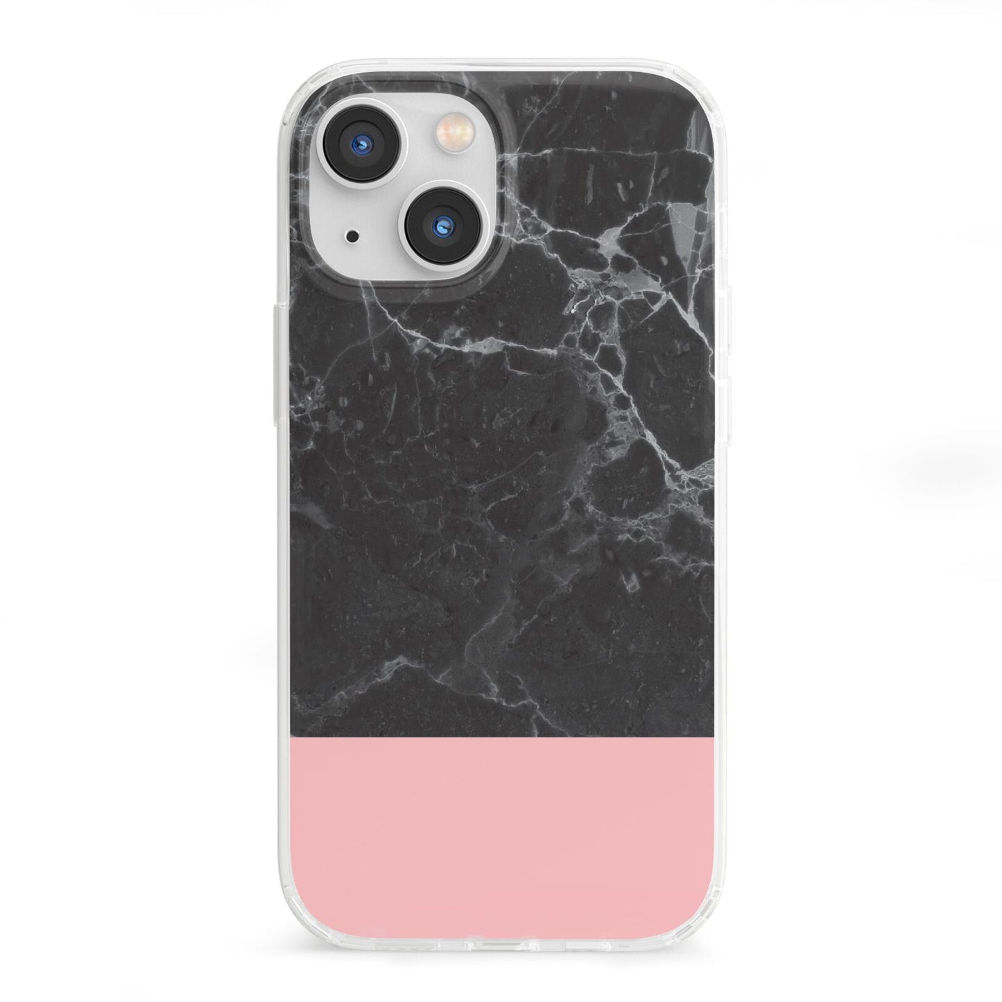 Marble Black Pink iPhone 13 Mini Clear Bumper Case