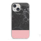 Marble Black Pink iPhone 13 Mini TPU Impact Case with White Edges