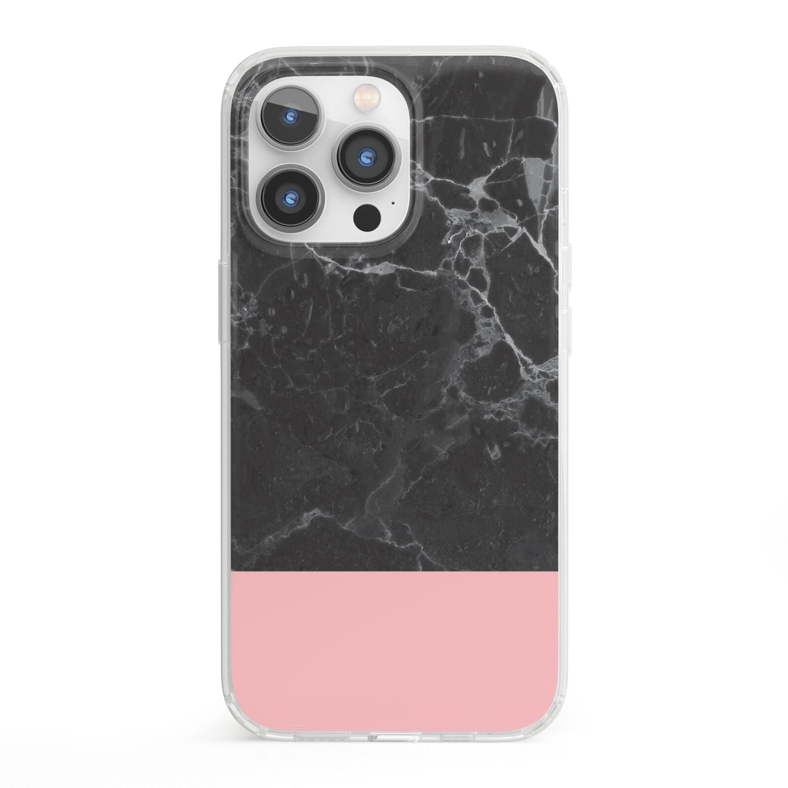 Marble Black Pink iPhone 13 Pro Clear Bumper Case