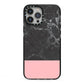 Marble Black Pink iPhone 13 Pro Max Black Impact Case on Silver phone