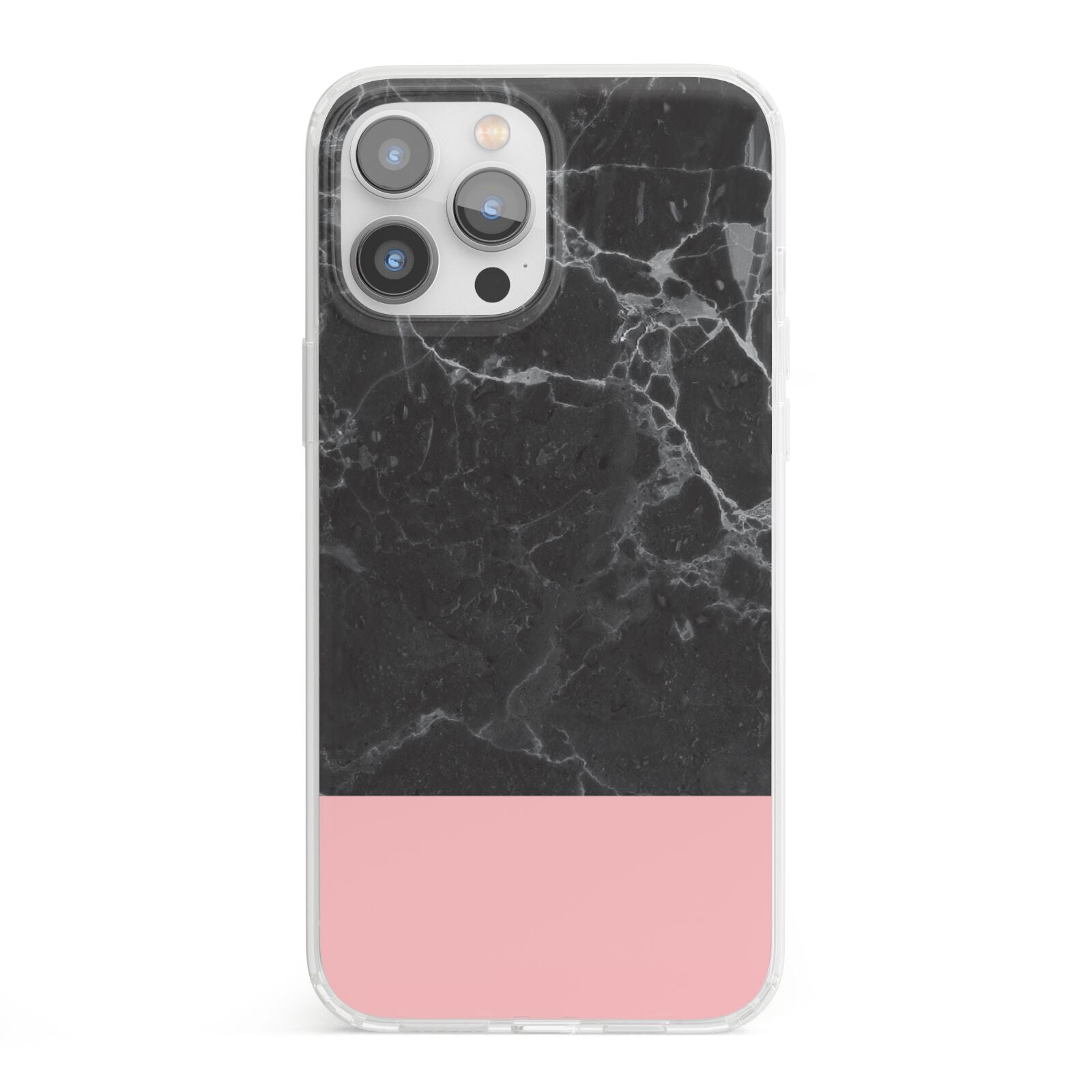 Marble Black Pink iPhone 13 Pro Max Clear Bumper Case