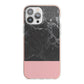 Marble Black Pink iPhone 13 Pro Max TPU Impact Case with Pink Edges