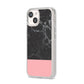 Marble Black Pink iPhone 14 Clear Tough Case Starlight Angled Image