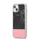 Marble Black Pink iPhone 14 Plus Clear Tough Case Starlight Angled Image