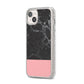 Marble Black Pink iPhone 14 Plus Glitter Tough Case Starlight Angled Image