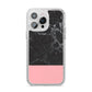 Marble Black Pink iPhone 14 Pro Max Glitter Tough Case Silver