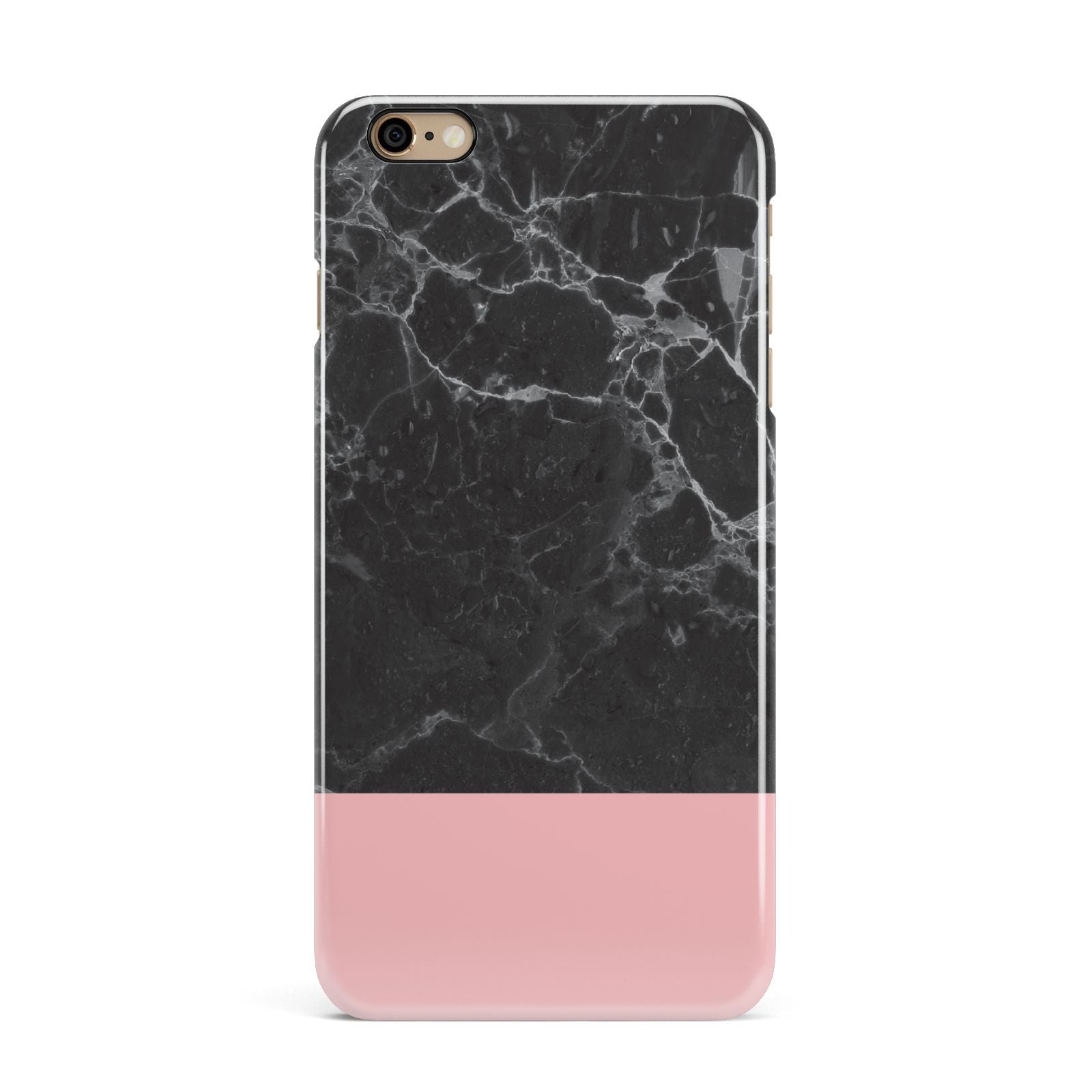 Marble Black Pink iPhone 6 Plus 3D Snap Case on Gold Phone