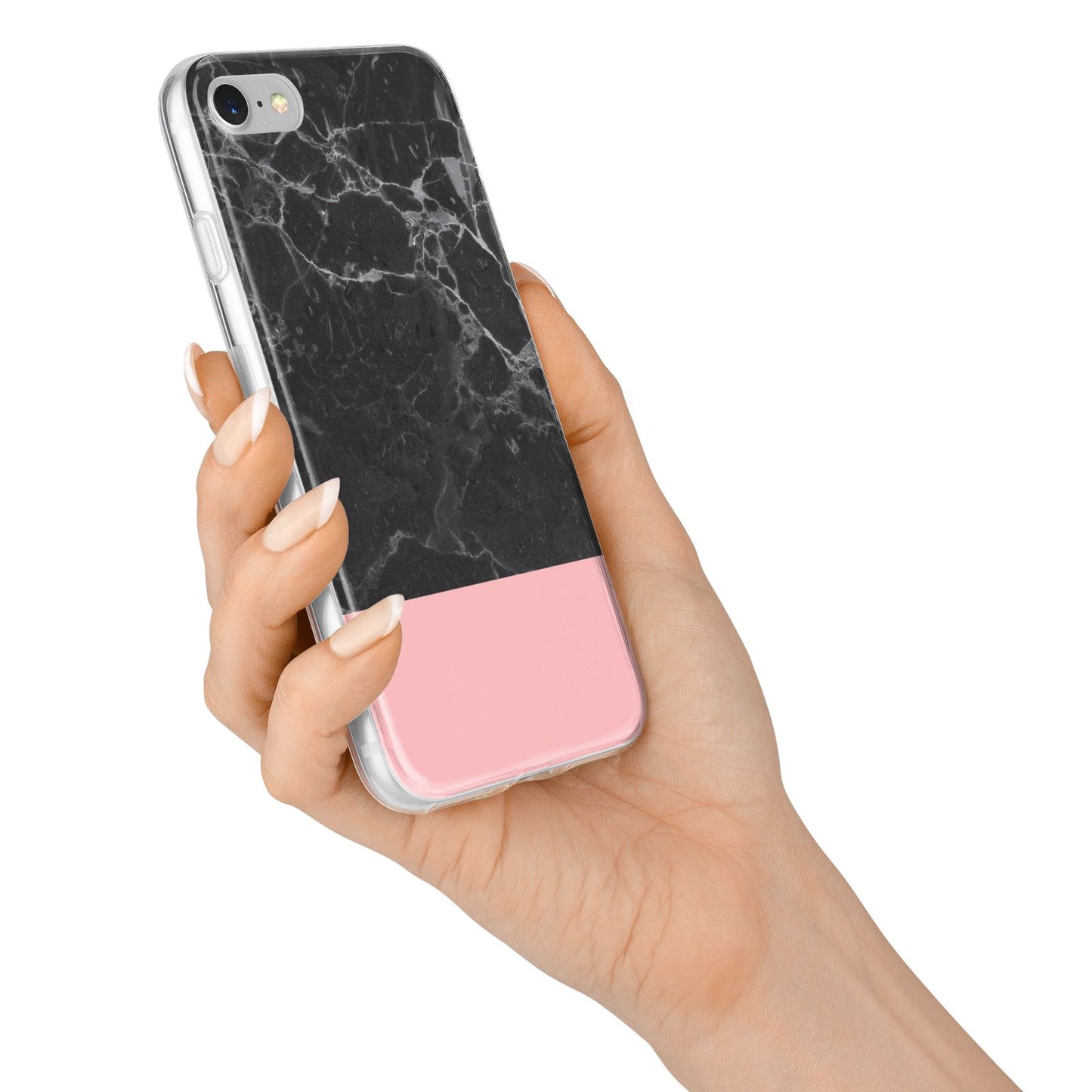 Marble Black Pink iPhone 7 Bumper Case on Silver iPhone Alternative Image