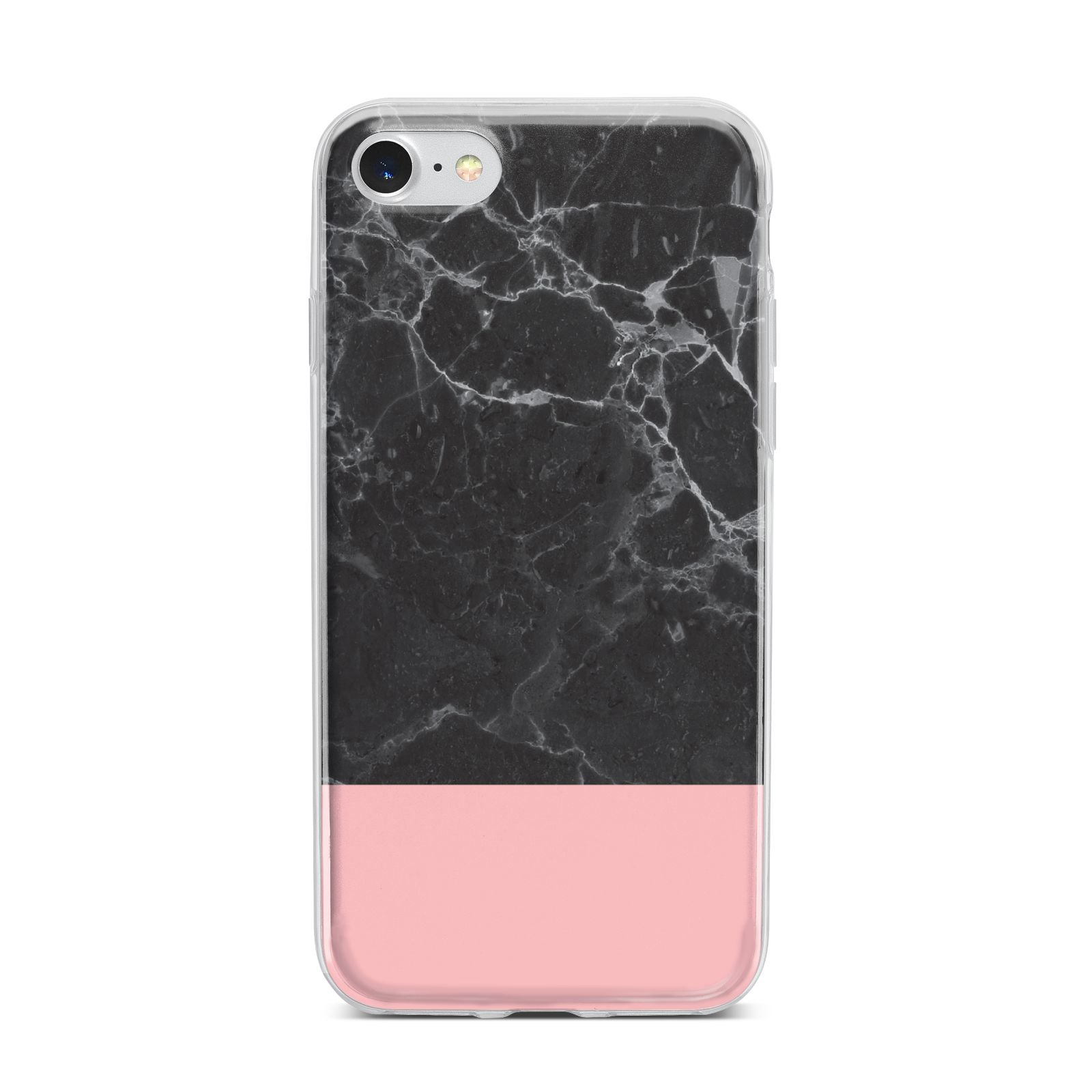 Marble Black Pink iPhone 7 Bumper Case on Silver iPhone