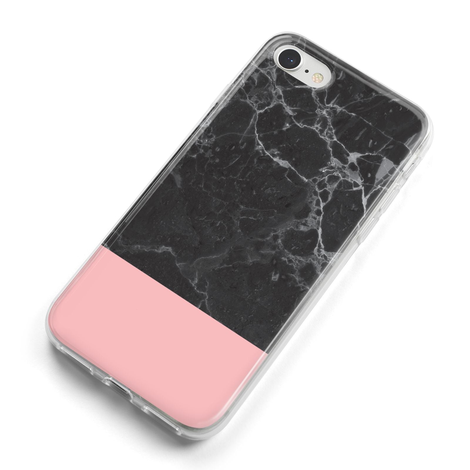 Marble Black Pink iPhone 8 Bumper Case on Silver iPhone Alternative Image