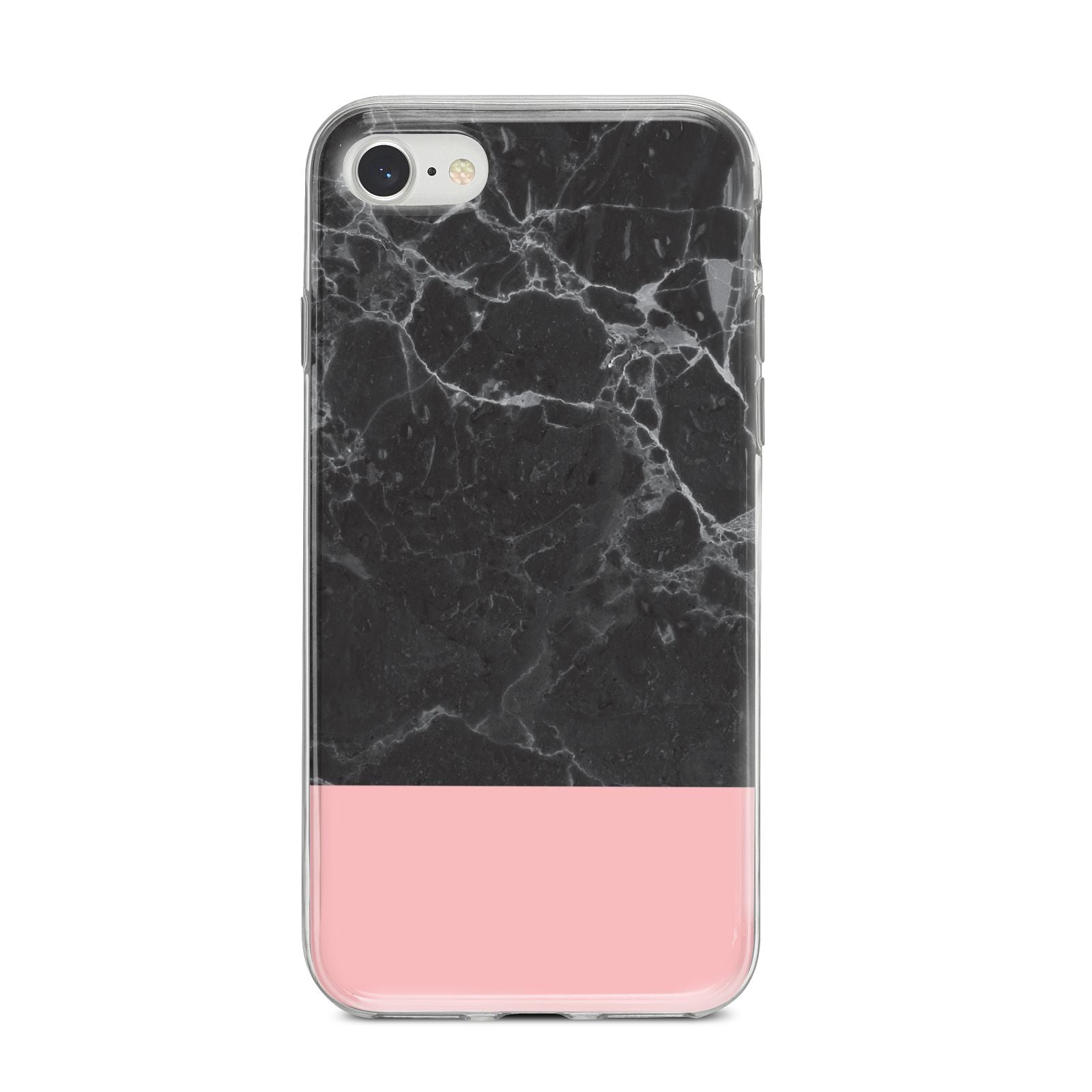 Marble Black Pink iPhone 8 Bumper Case on Silver iPhone