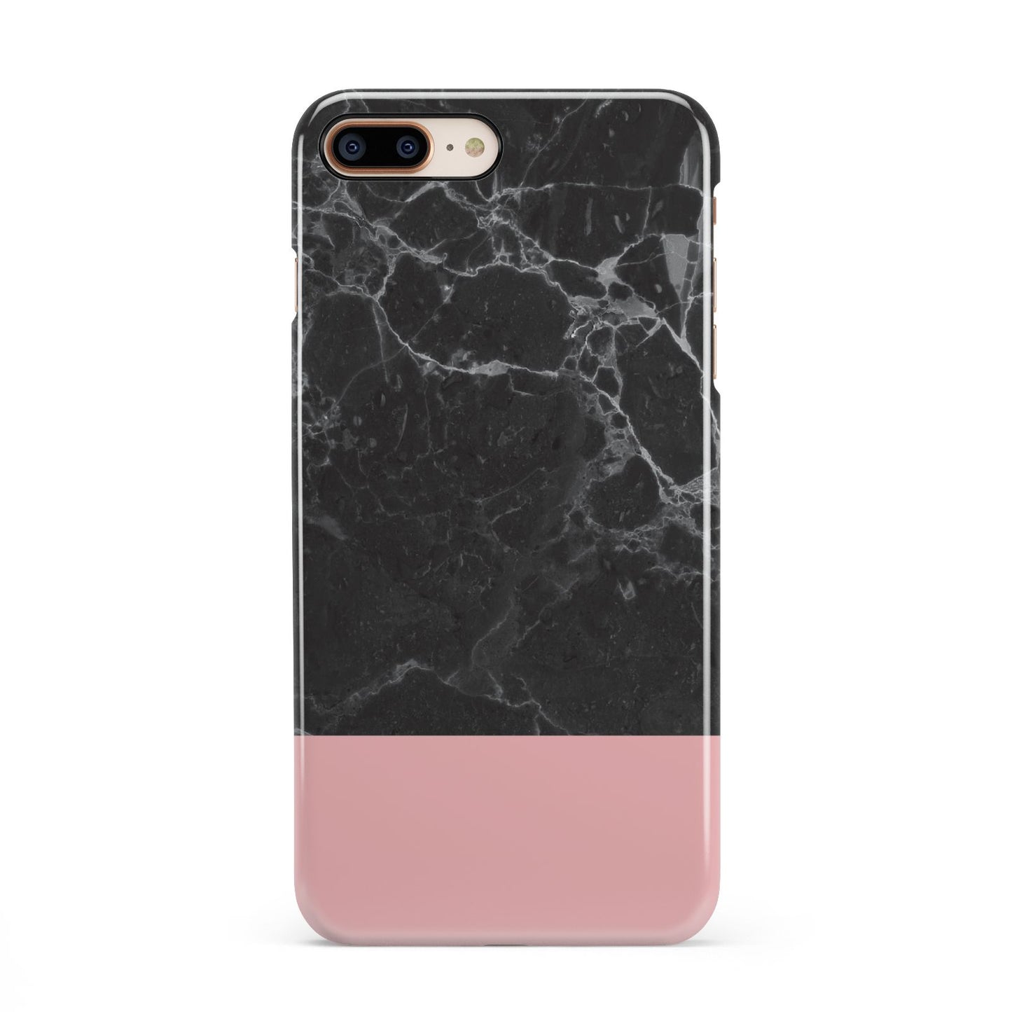 Marble Black Pink iPhone 8 Plus 3D Snap Case on Gold Phone