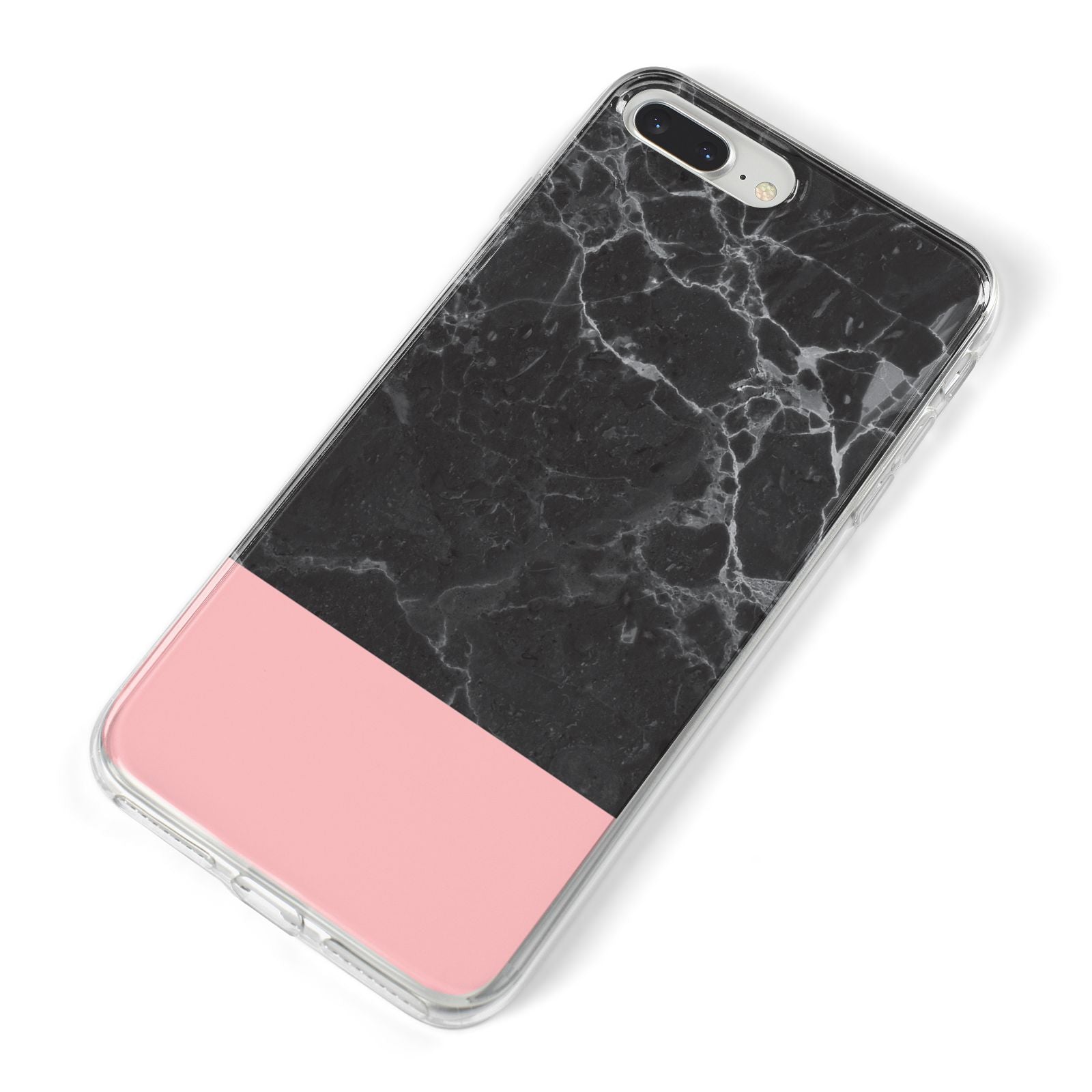 Marble Black Pink iPhone 8 Plus Bumper Case on Silver iPhone Alternative Image