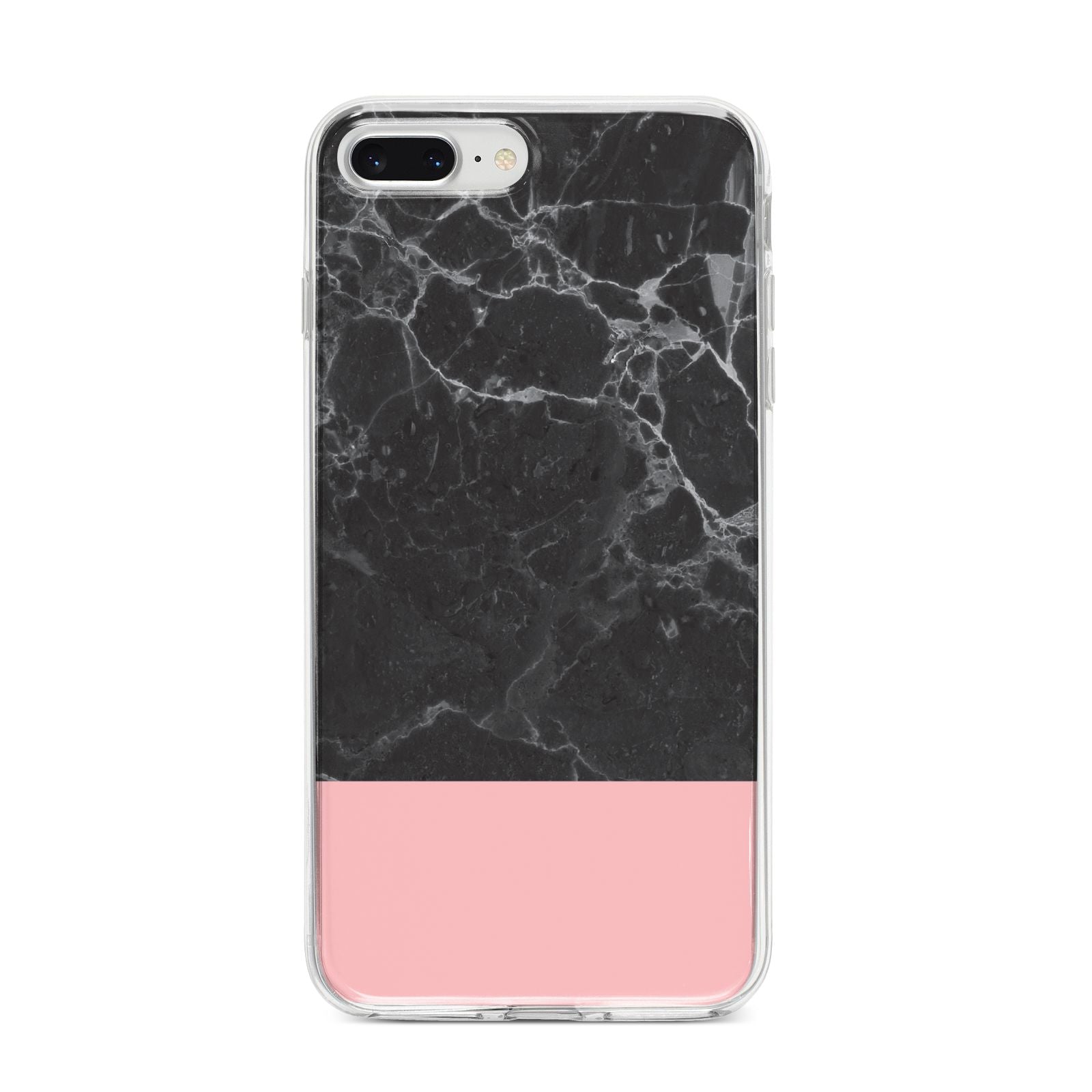 Marble Black Pink iPhone 8 Plus Bumper Case on Silver iPhone