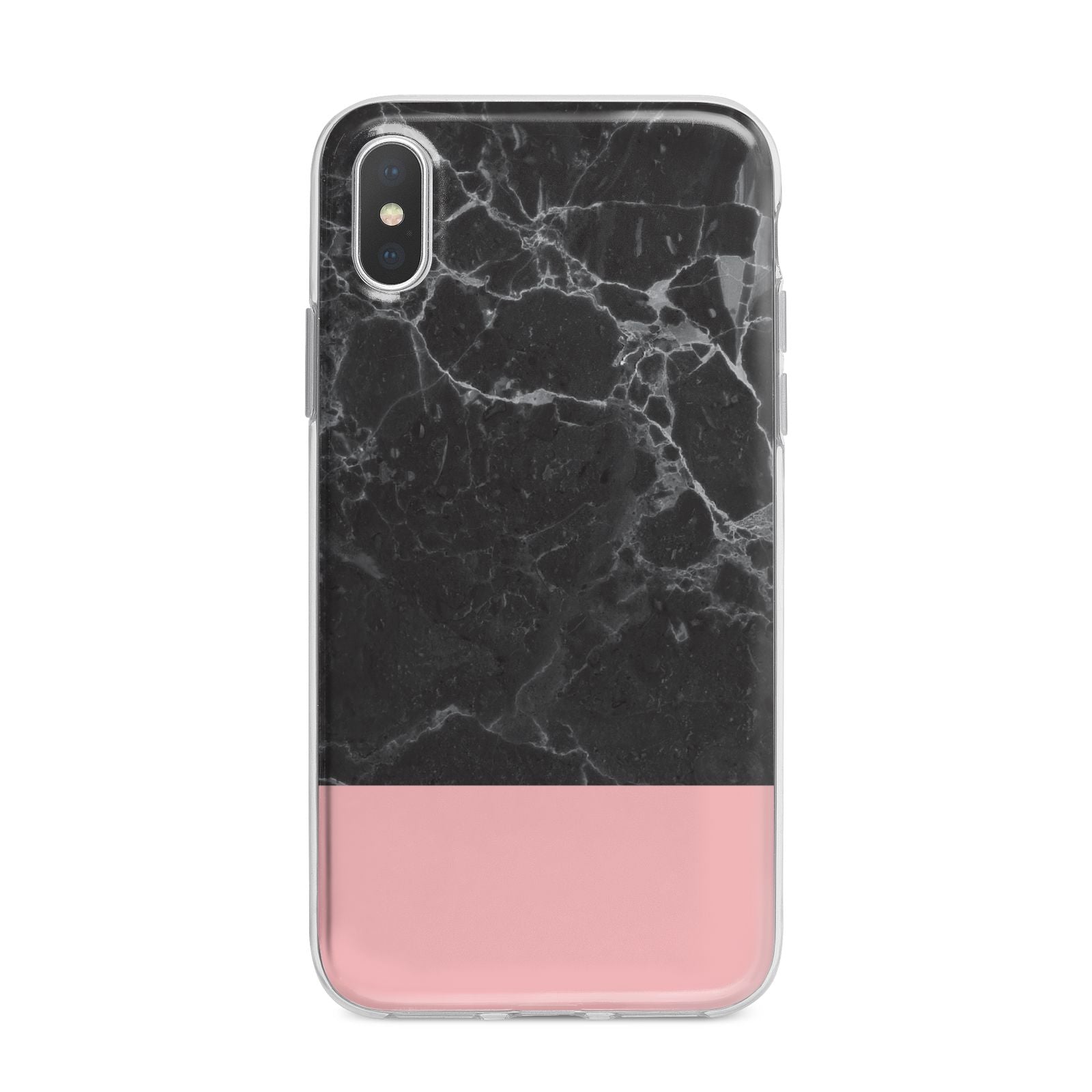 Marble Black Pink iPhone X Bumper Case on Silver iPhone Alternative Image 1