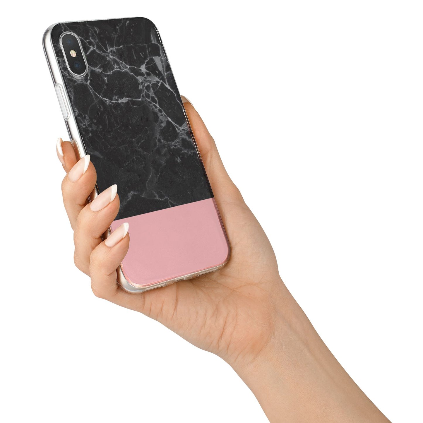 Marble Black Pink iPhone X Bumper Case on Silver iPhone Alternative Image 2