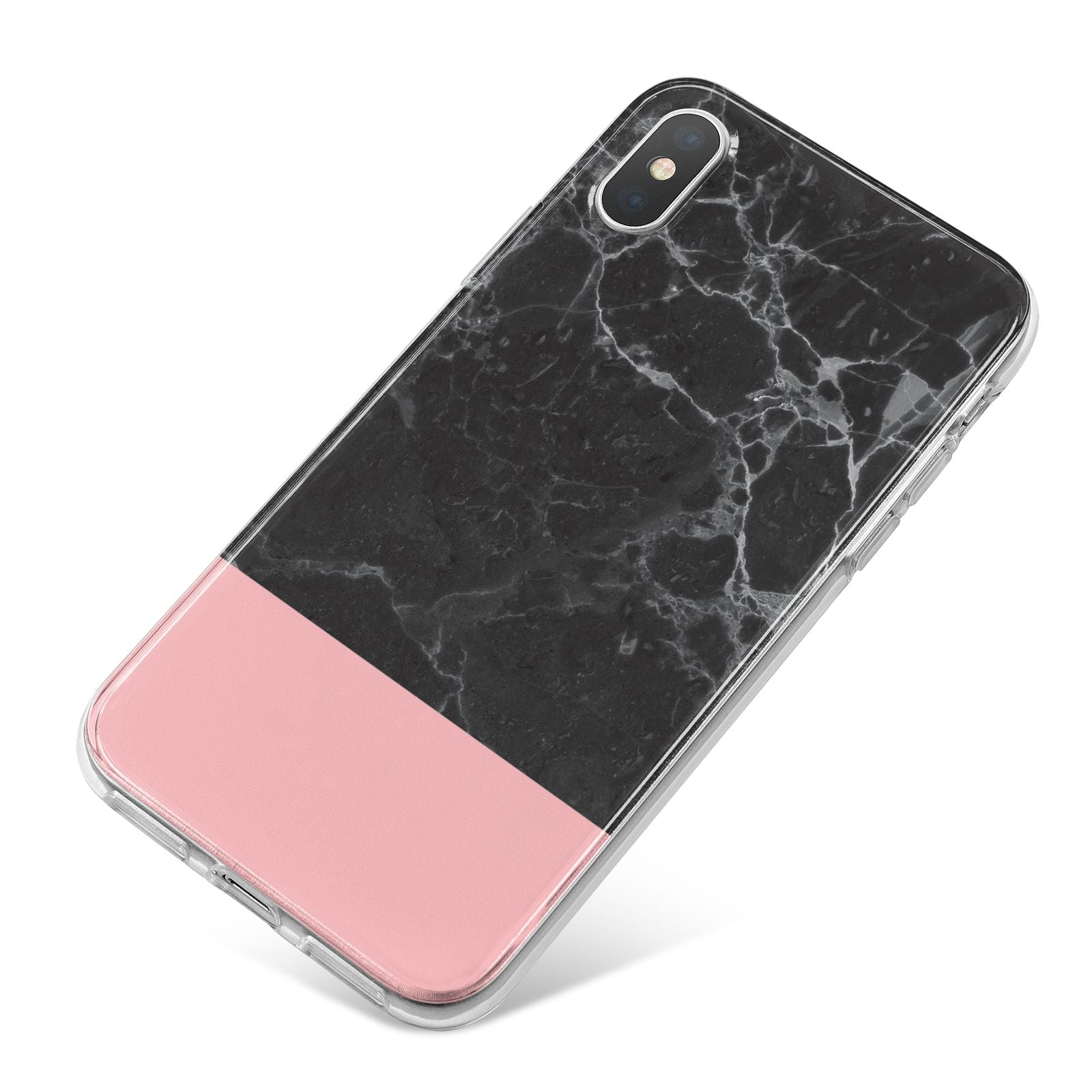 Marble Black Pink iPhone X Bumper Case on Silver iPhone