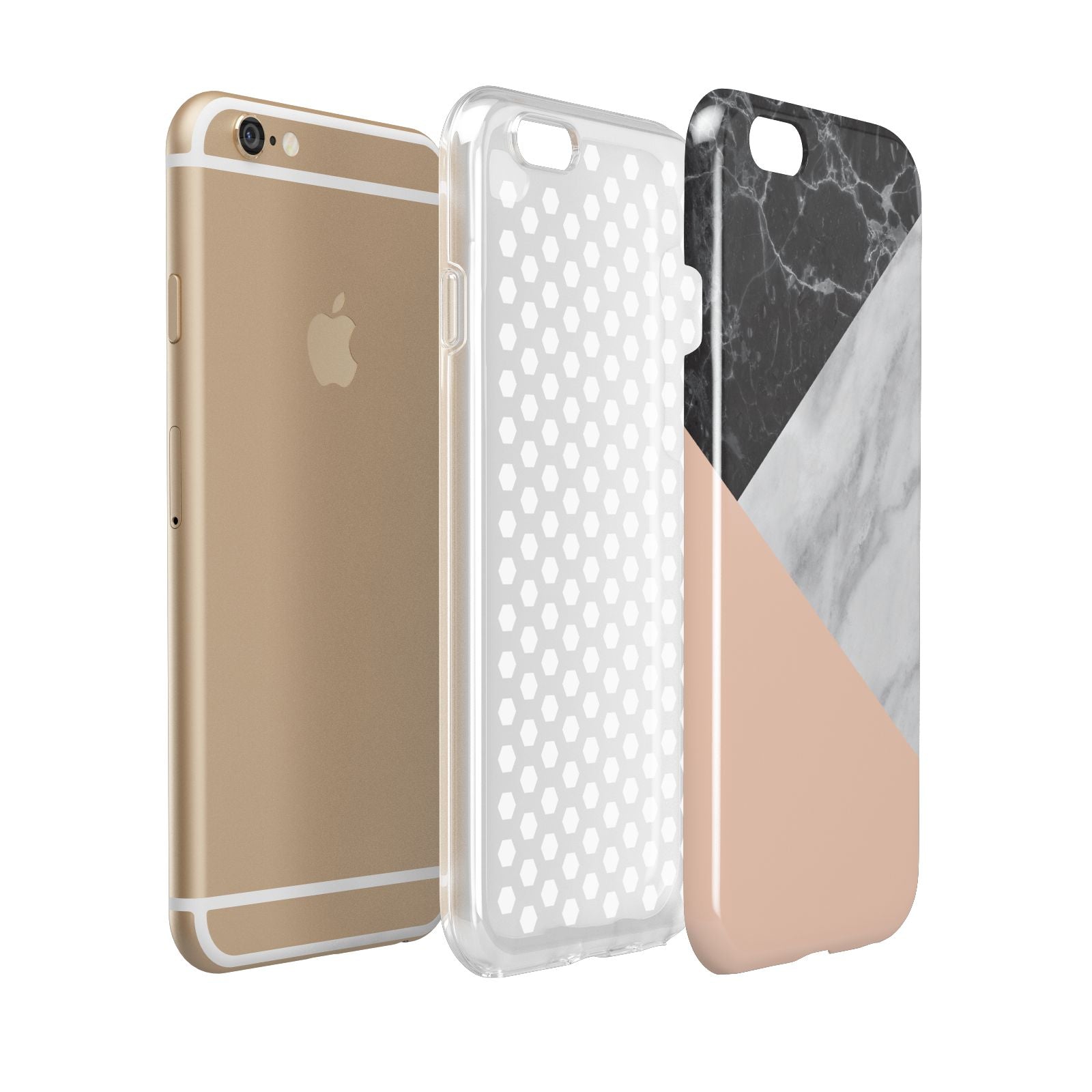 Marble Black White Grey Peach Apple iPhone 6 3D Tough Case Expanded view