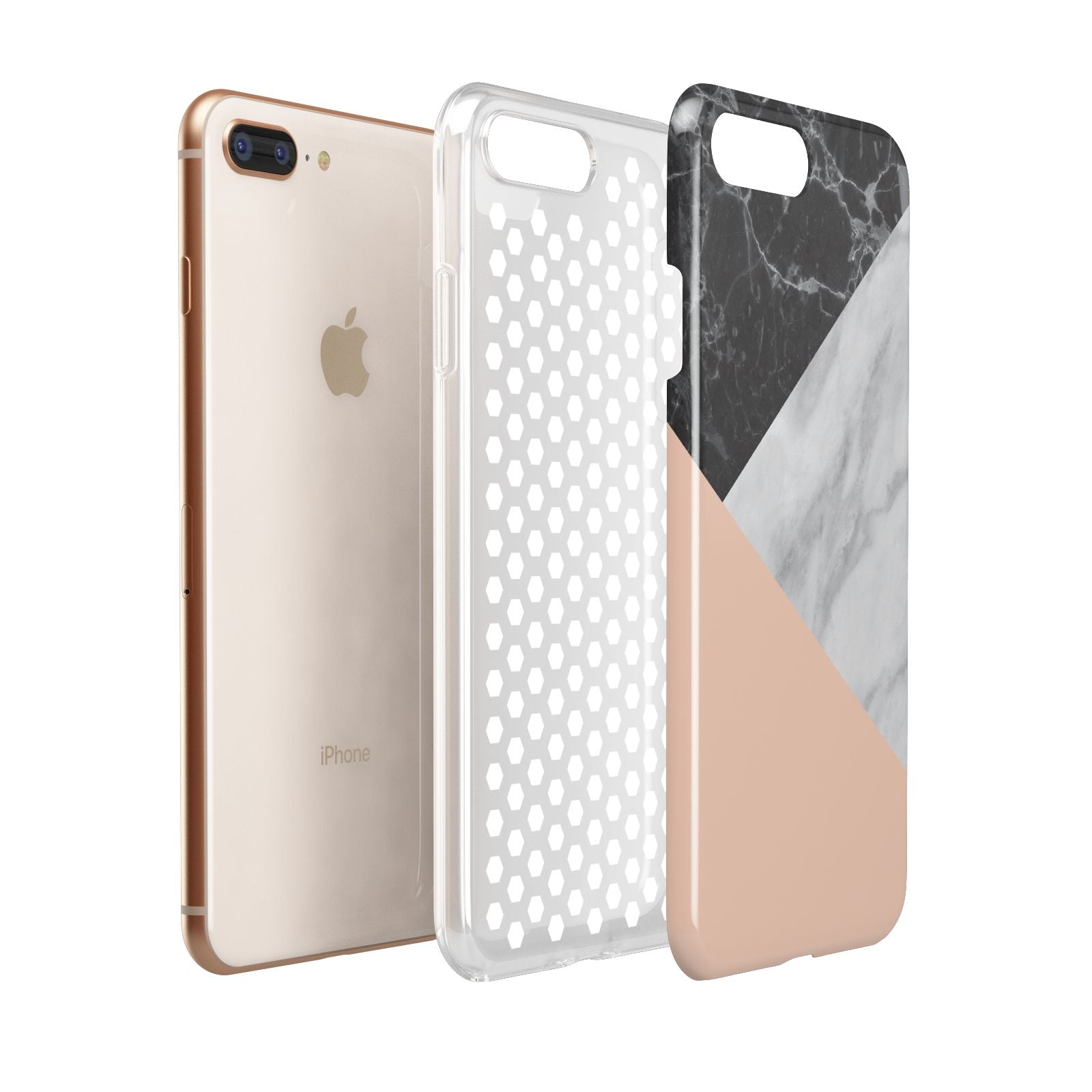 Marble Black White Grey Peach Apple iPhone 7 8 Plus 3D Tough Case Expanded View