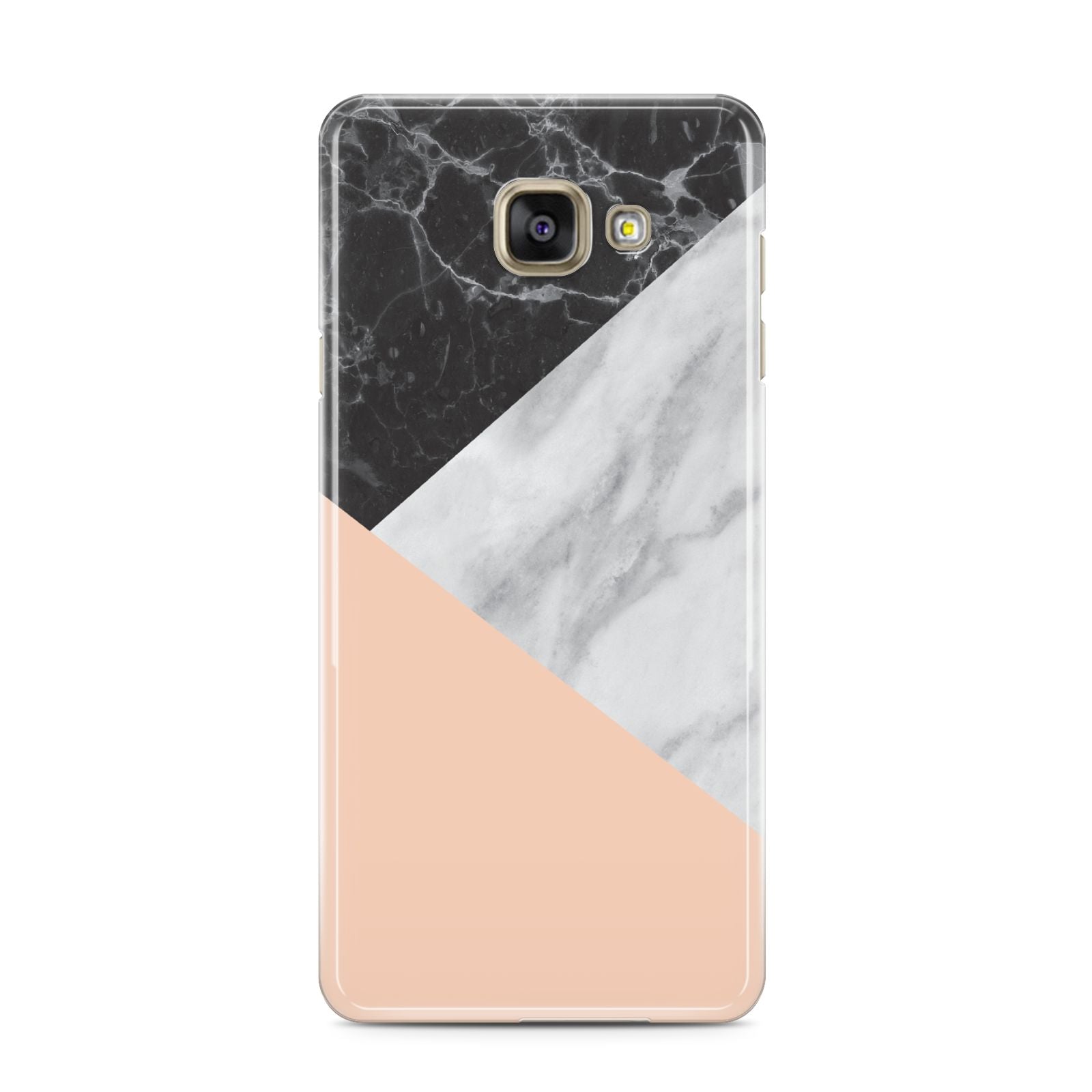 Marble Black White Grey Peach Samsung Galaxy A3 2016 Case on gold phone